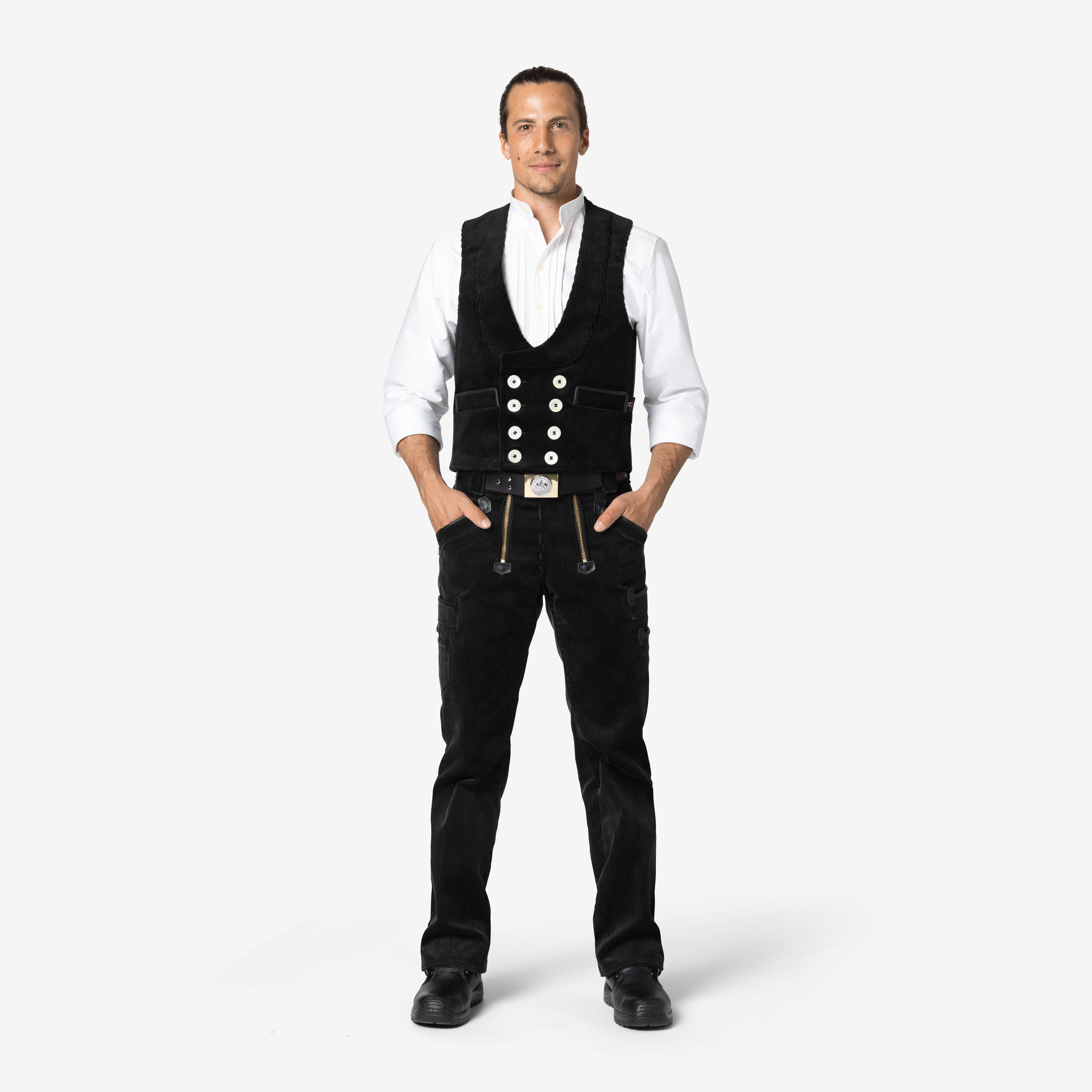 FHB FRITZ Zunftweste Trenkercord Dreidraht mit Echtleder 60616Fritz60616FritzModel-2.jpg